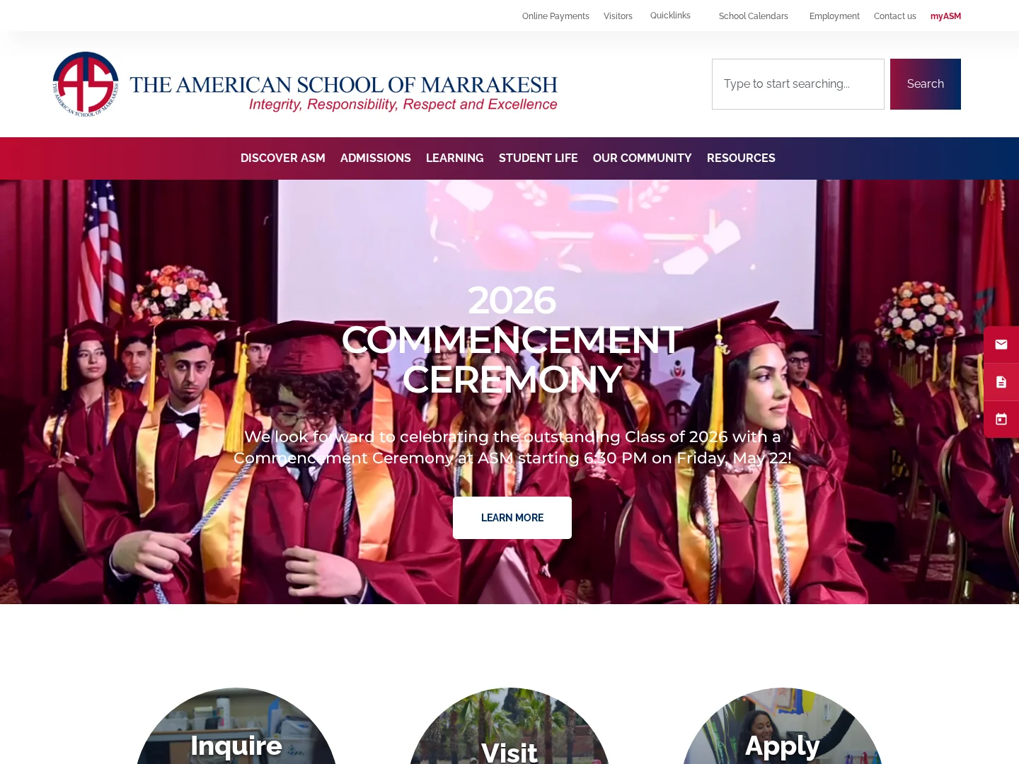 American School of Marrakesh (ASM) website preview