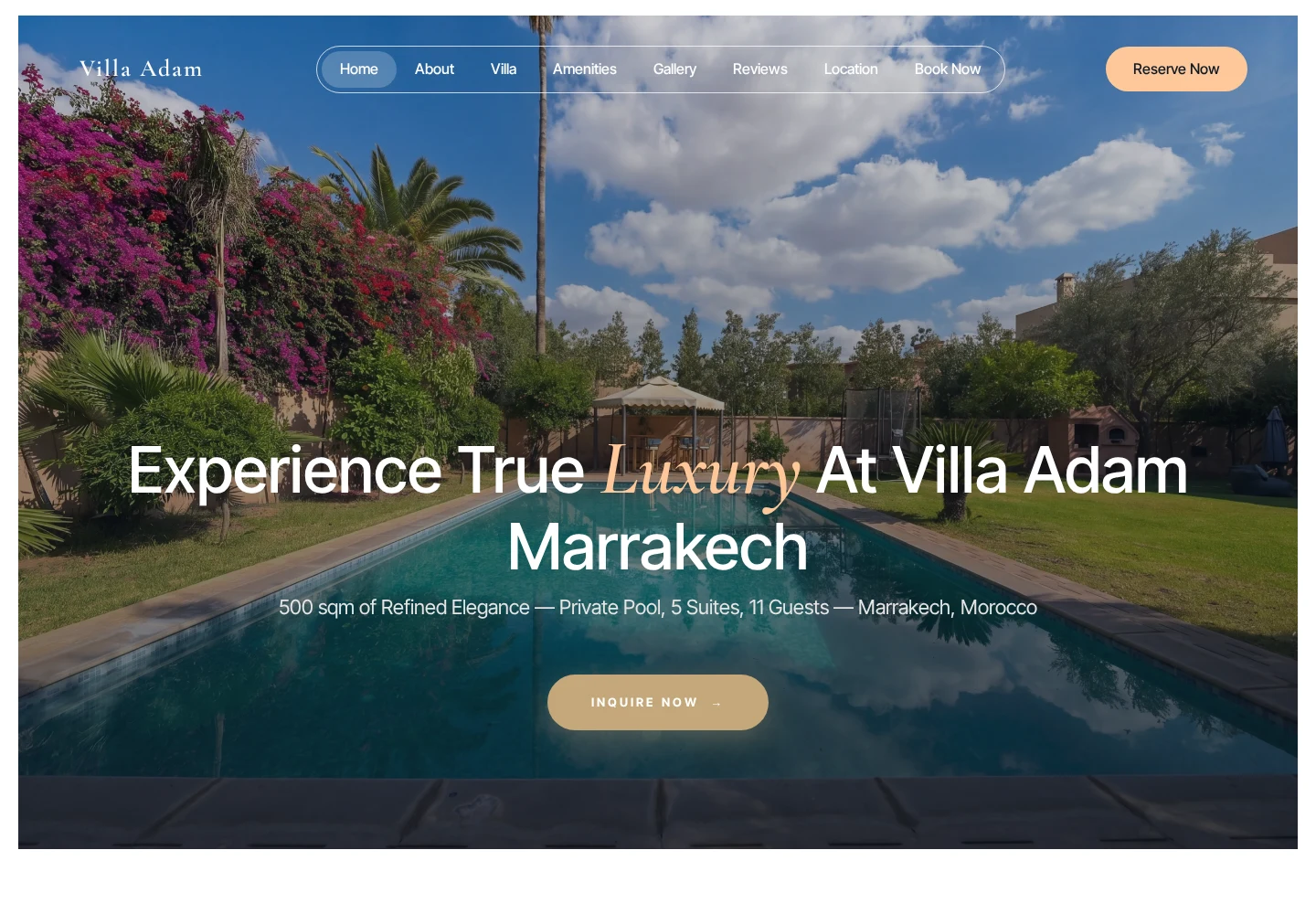 Villa Adam website preview