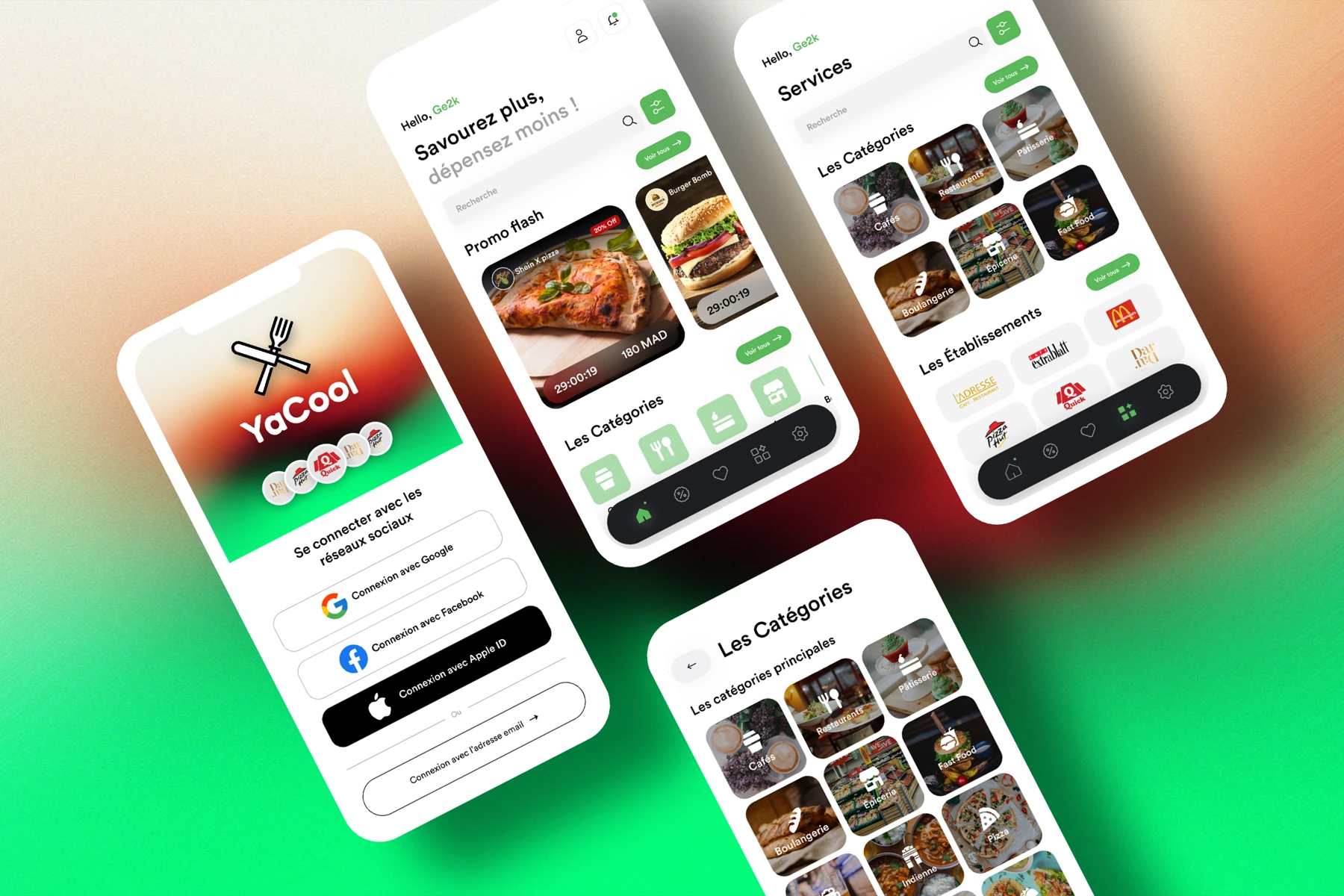 YaCool mobile app interface mockup by Eysi